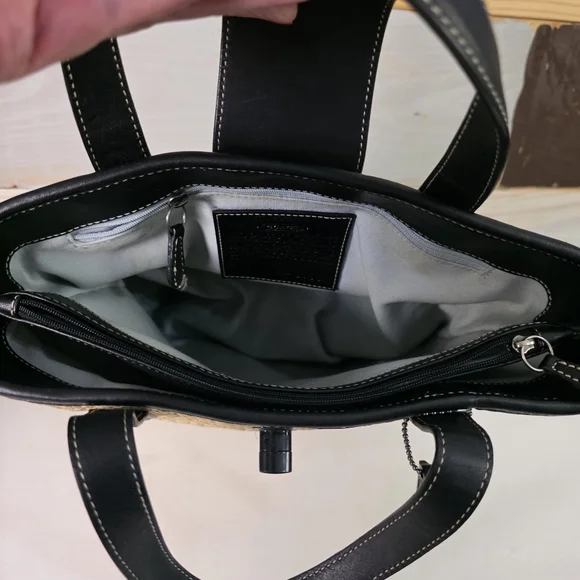 Coach Black and Tan Woven Tote Bag & Coach Scarf - Picture 4 of 15